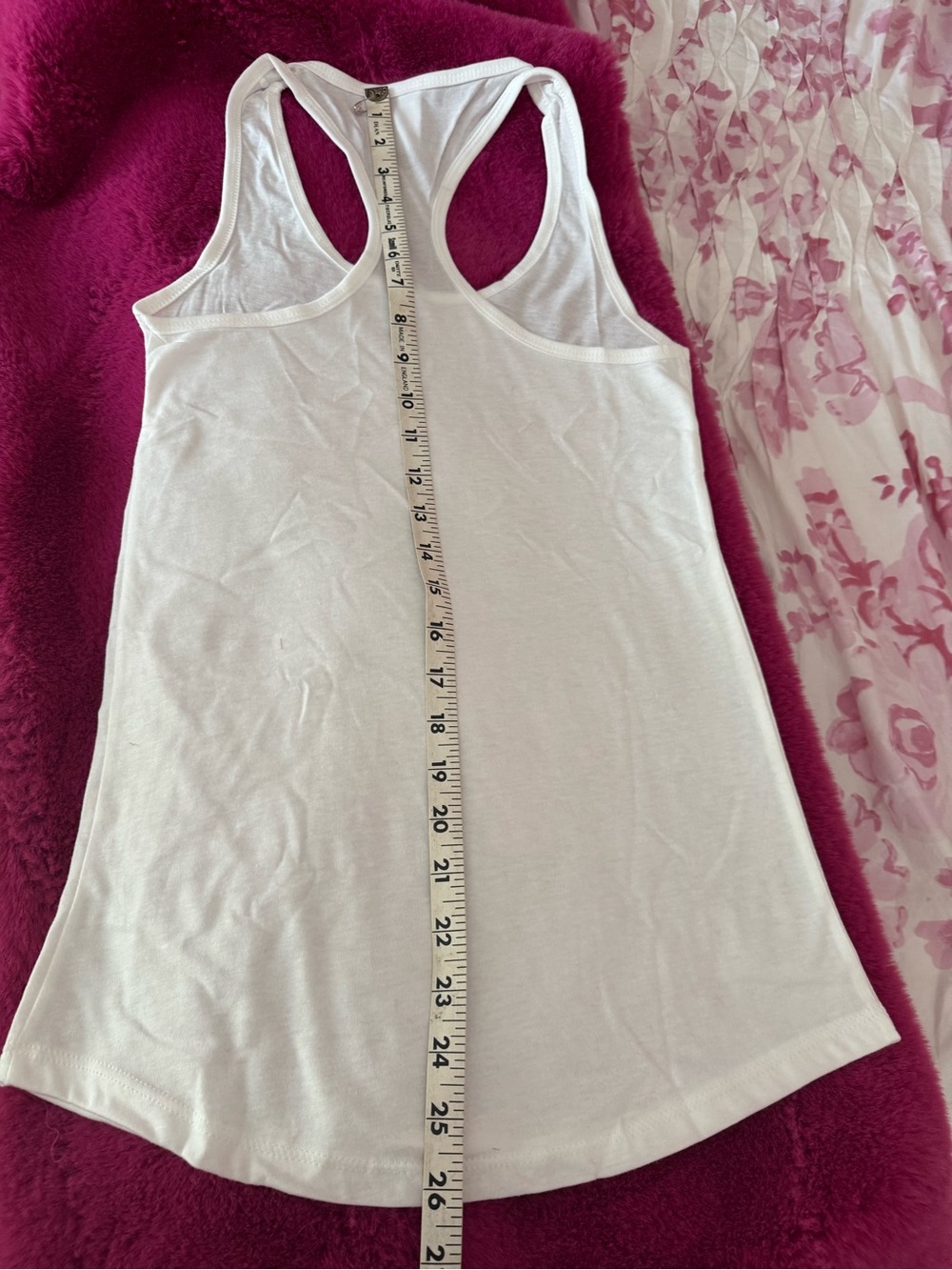 White Racerback Tank with "A LITTLE BIT DRAMATIC" Pink Text. Because you are! XS - Picture 5 of 5